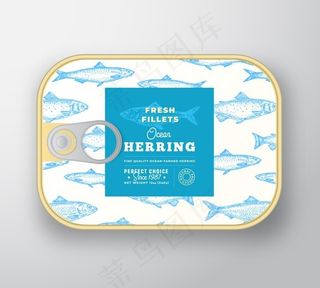 罐头鱼标签模板。