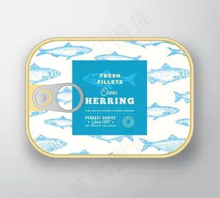 罐头鱼标签模板。