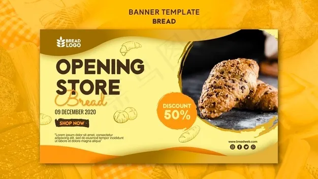 带面包的横幅banner模板psd模版下载