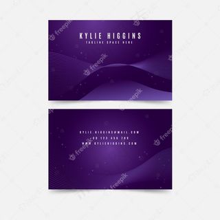 波浪紫色图案和圆点名片模板