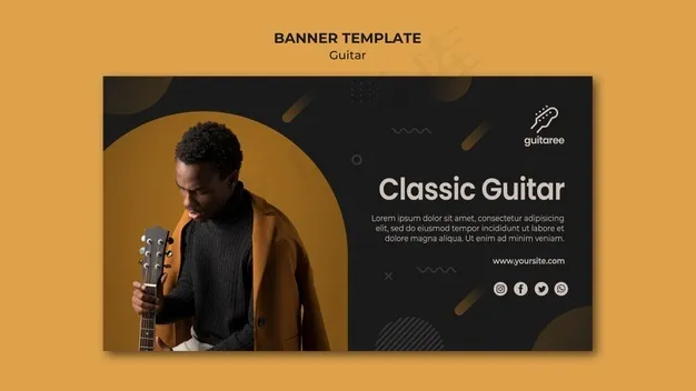 吉他手横幅banner模板psd模版下载