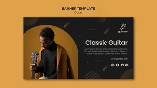 吉他手横幅banner模板