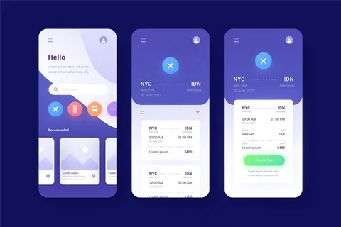 旅游预订应用程序屏幕