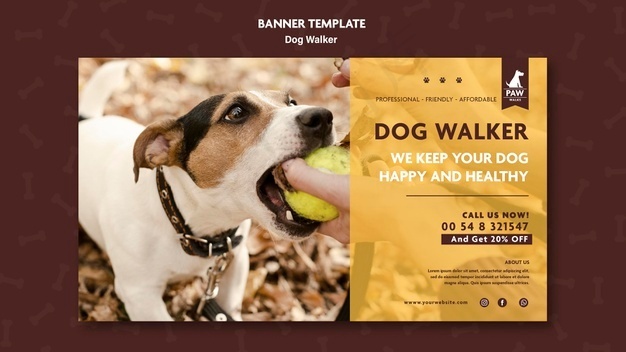 遛狗者横幅banner概念