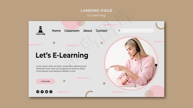 登陆页设计e-learning概念psd模版下载