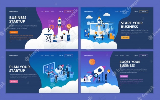 创业公司网页设计模板集eps,ai矢量模版下载