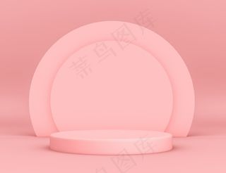 3d几何粉色平台，圆形背景和可编辑颜色的产品放置