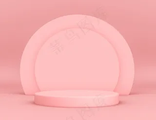 3d几何粉色平台，圆形背景和可编辑颜色的产品放置