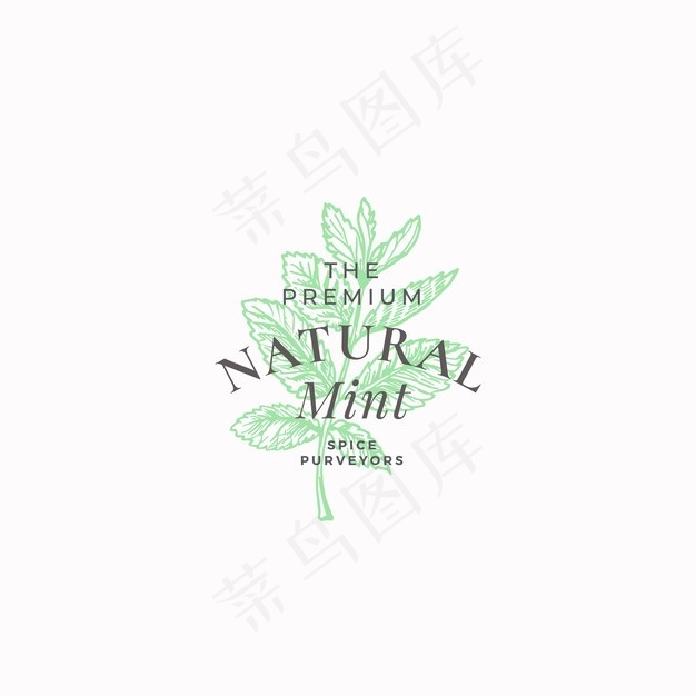高级自然薄荷抽象标志，符号或标志模板。