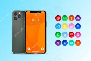 带应用程序的Iphone逼真设计