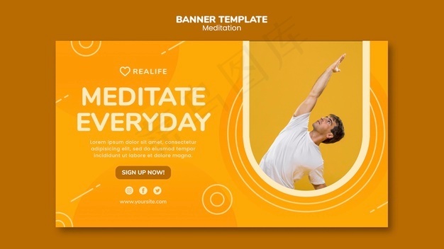 冥想横幅banner模板psd模版下载