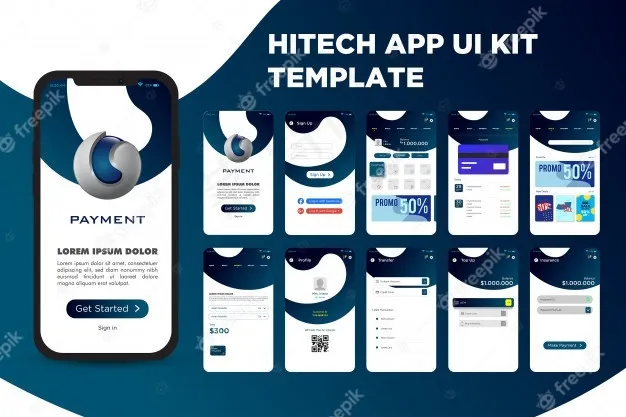 高科技应用程序ui工具包模板eps,ai矢量模版下载