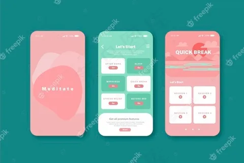 冥想应用程序界面概念