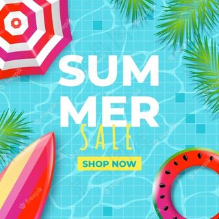 带游泳池和雨伞的真实夏季大减价