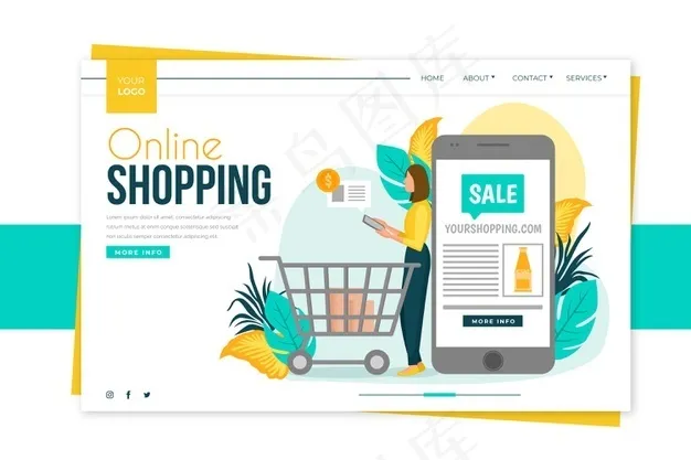 平面设计购物在线登录页模板eps,ai矢量模版下载