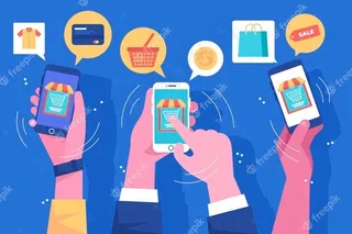 社交媒体营销手机插画