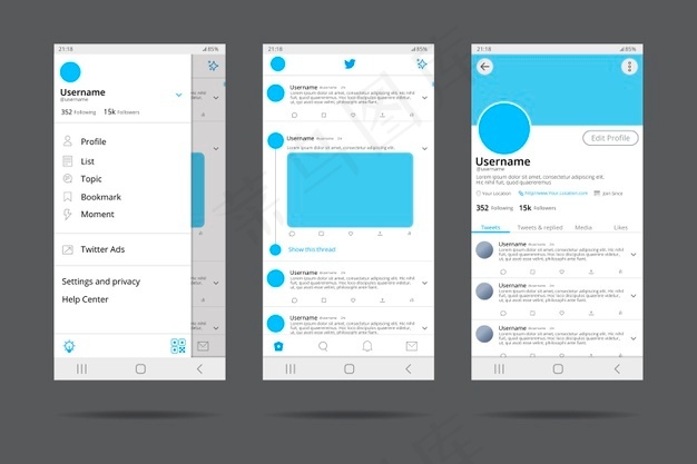 Twitter界面概念eps,ai矢量模版下载