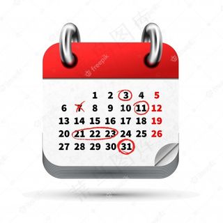 明亮的现实主义月历图标与红色标记日期隔离在白色
