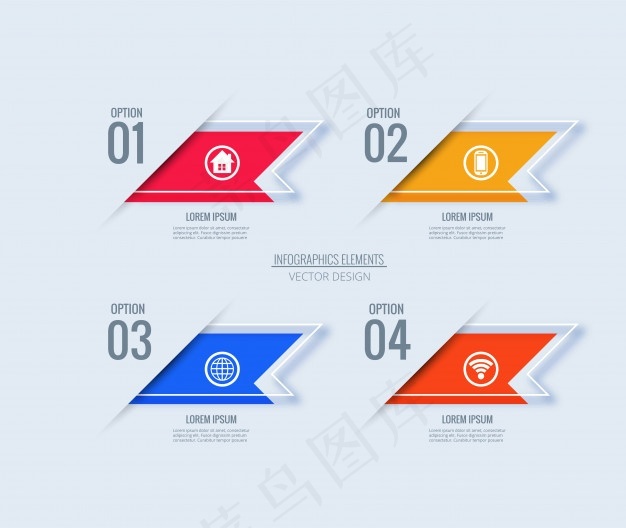 信息图设计模板创意概念4个步骤eps,ai矢量模版下载