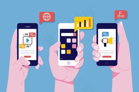 社交媒体营销手机概念