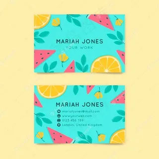 双面水平柑橘名片模板