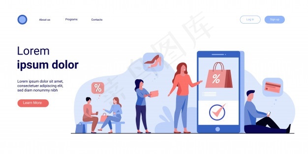 使用智能手机在线购物的客户eps,ai矢量模版下载