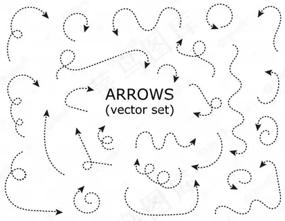 各种黑色箭头。黑色图标集。光标。