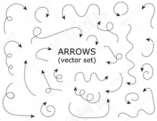 各种黑色箭头。黑色图标集。光标。
