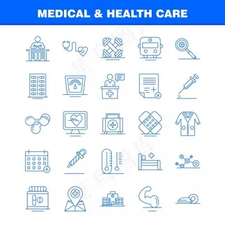 医疗保健线图标集
