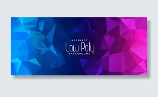 鲜艳的蓝色和粉色低多边形抽象横幅banner