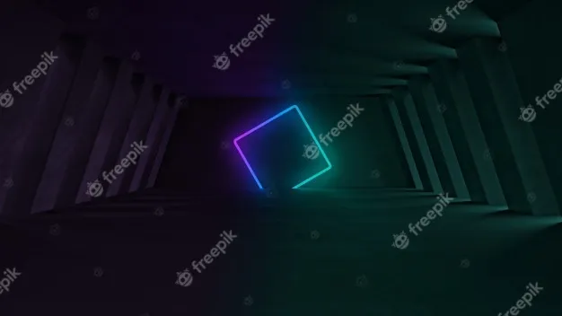 3d霓虹灯造型闪耀在黑暗的工业风格室内