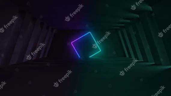 3d霓虹灯造型闪耀在黑暗的工业风格室内