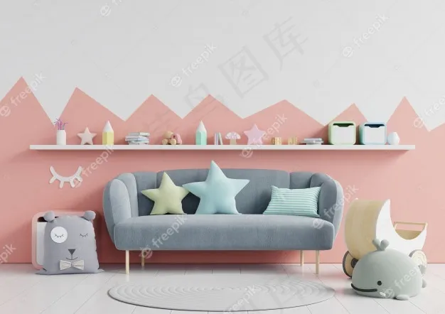 儿童房的墙，背景为白色。