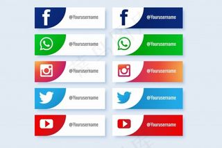 抽象社交媒体流行图标按钮集合