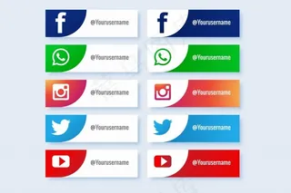 抽象社交媒体流行图标按钮集合