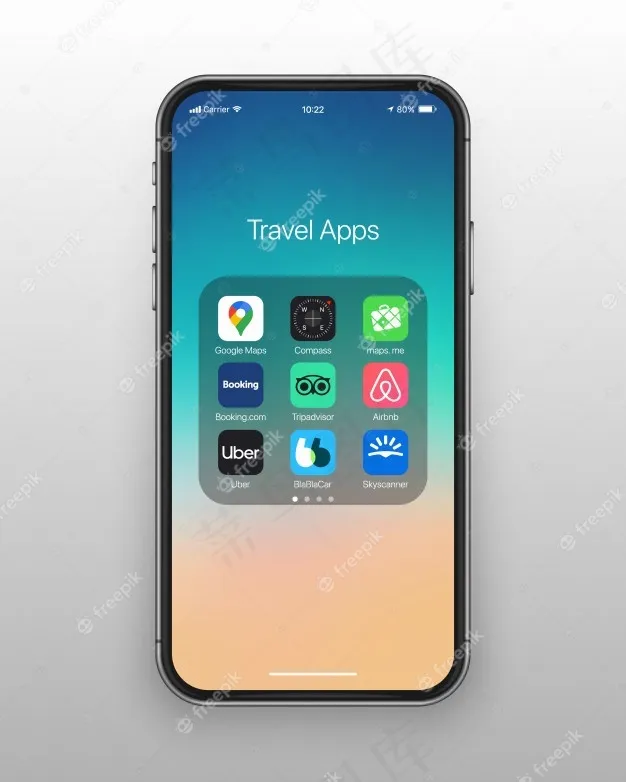 智能手机文件夹旅游应用图标集eps,ai矢量模版下载