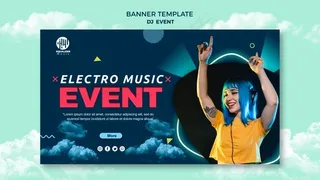 音乐派对概念横幅banner模板