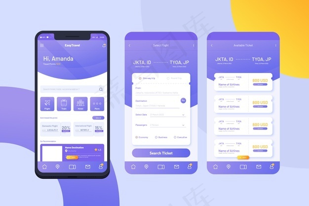 旅游应用程序界面概念