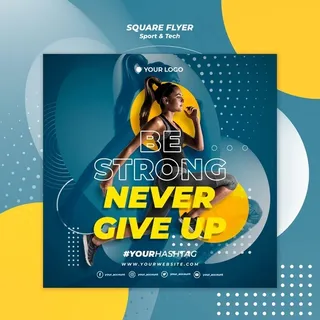 Be strong girl方形宣传单,DM传单模板