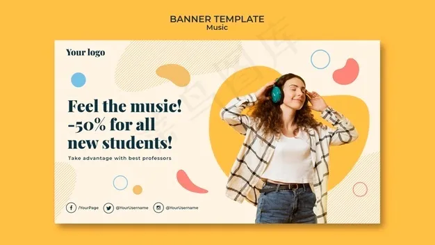 音乐概念横幅banner模板psd模版下载
