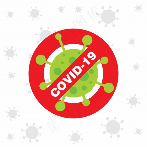Covid 19带有病毒图标的海报eps,ai矢量模版下载