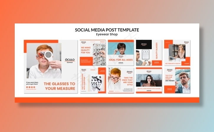 眼镜店概念社交媒体帖子模板