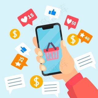 社交媒体营销手机概念