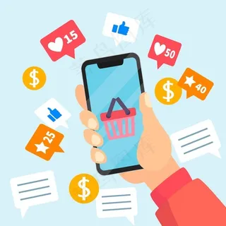 社交媒体营销手机概念