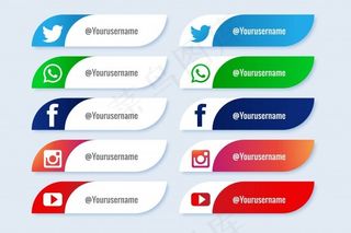 流行社交媒体下三分之一图标创意集