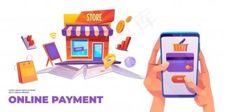 在线支付横幅banner，智能手机信用卡