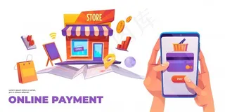 在线支付横幅banner，智能手机信用卡