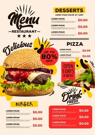 数字餐厅菜单模板