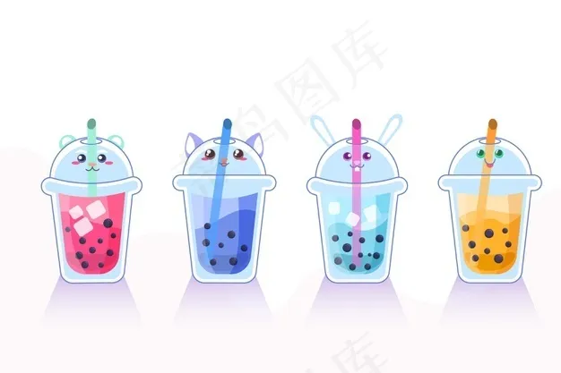 Kawaii泡茶插图eps,ai矢量模版下载