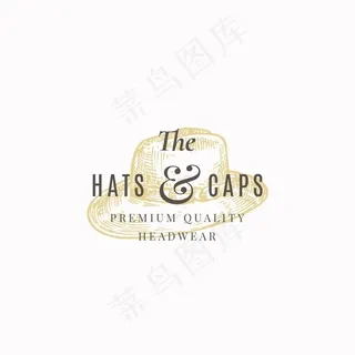 帽子和帽子商店抽象标志，符号或标志模板。